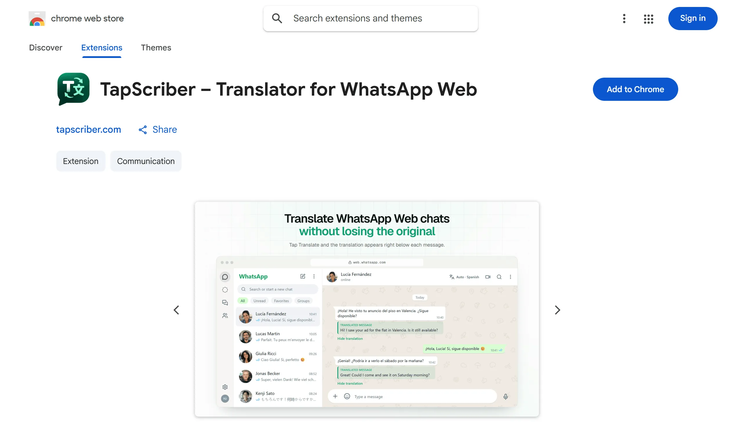 translator for WhatsApp Web