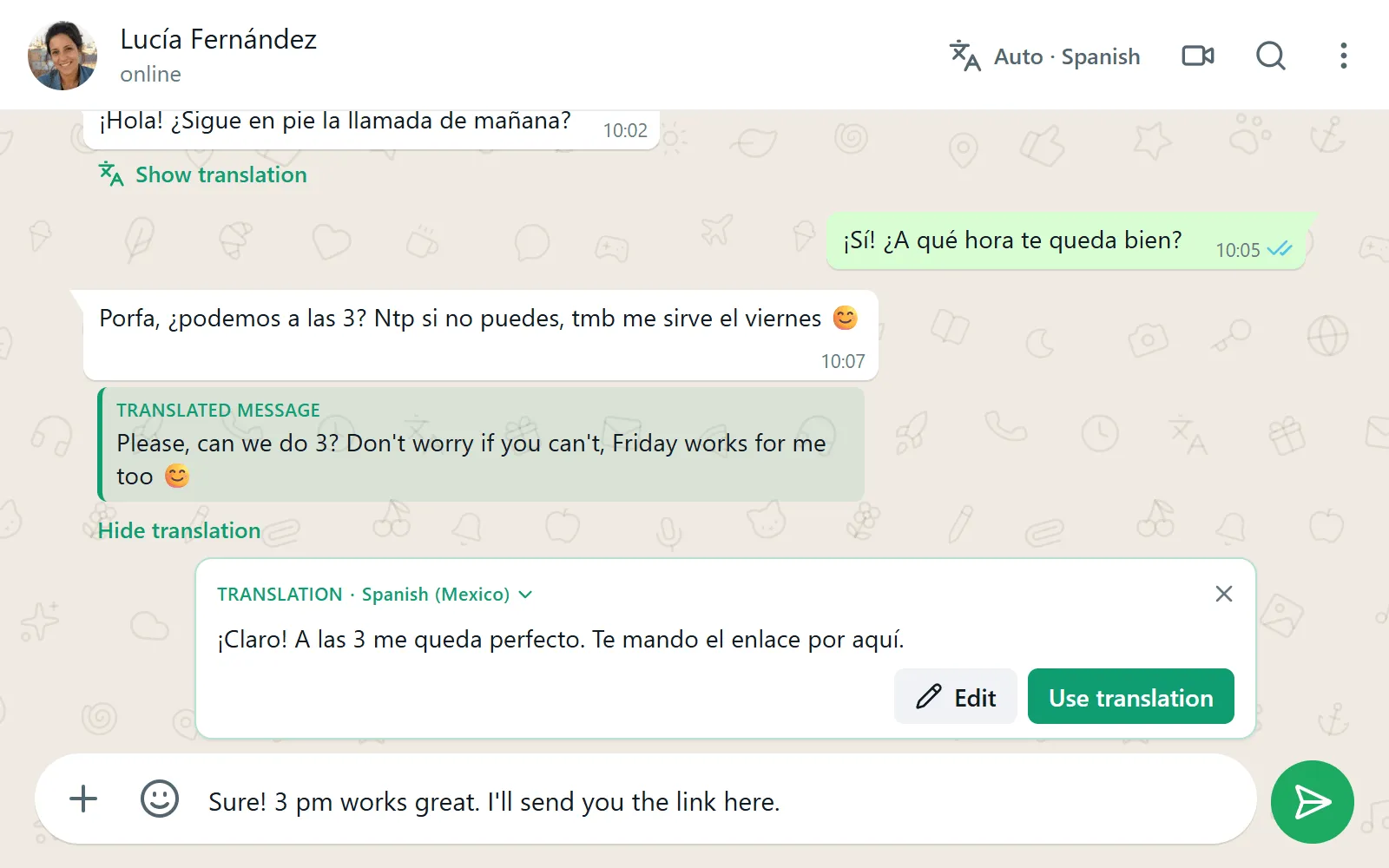 translate WhatsApp chat to English