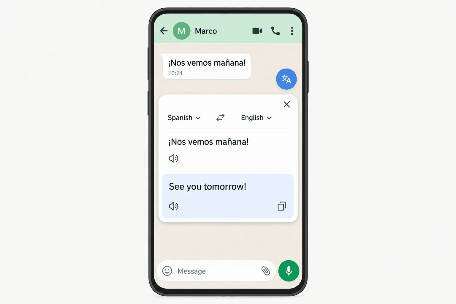 Google Translate in WhatsApp Android
