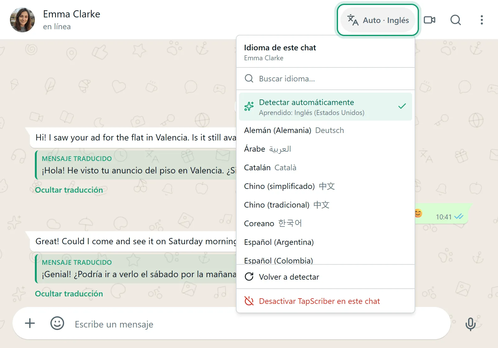 traductor de chat para WhatsApp