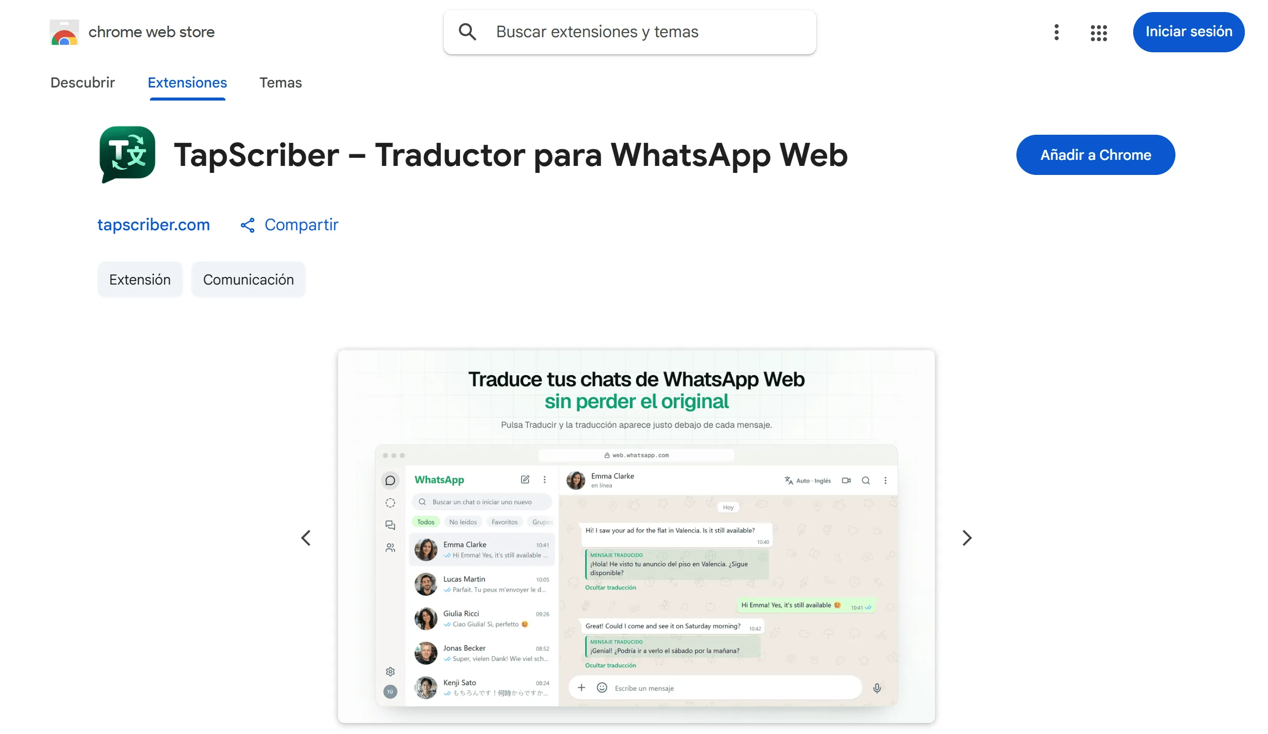 traductor para WhatsApp Web