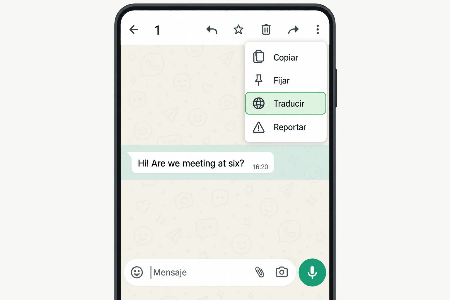 WhatsApp nueva función traducir