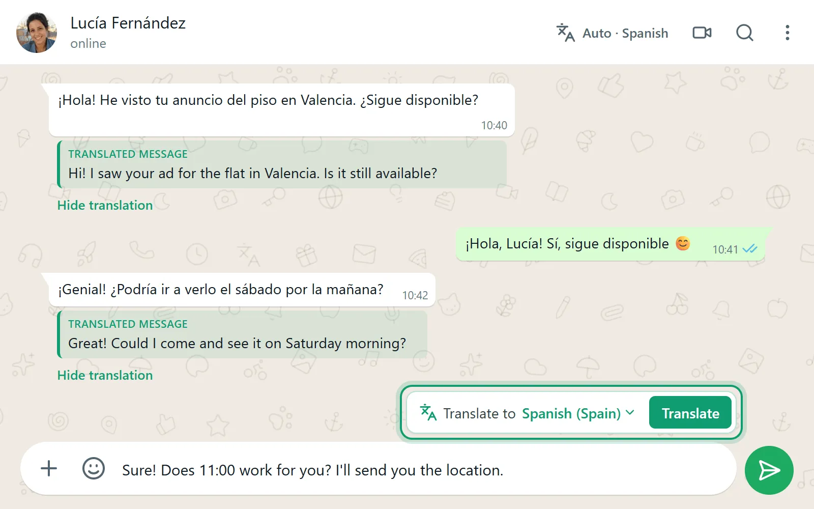 chat translator for WhatsApp