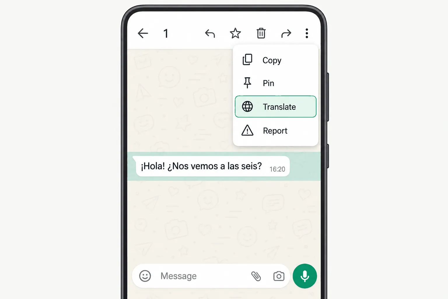 how to translate in WhatsApp Android