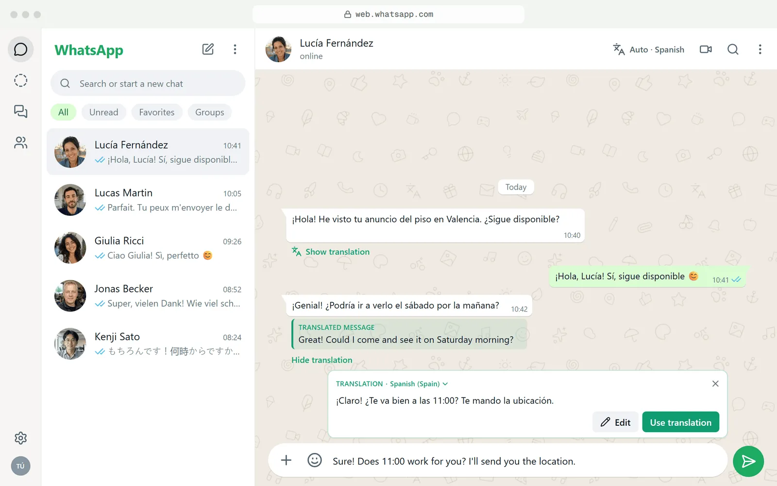 WhatsApp translator extension
