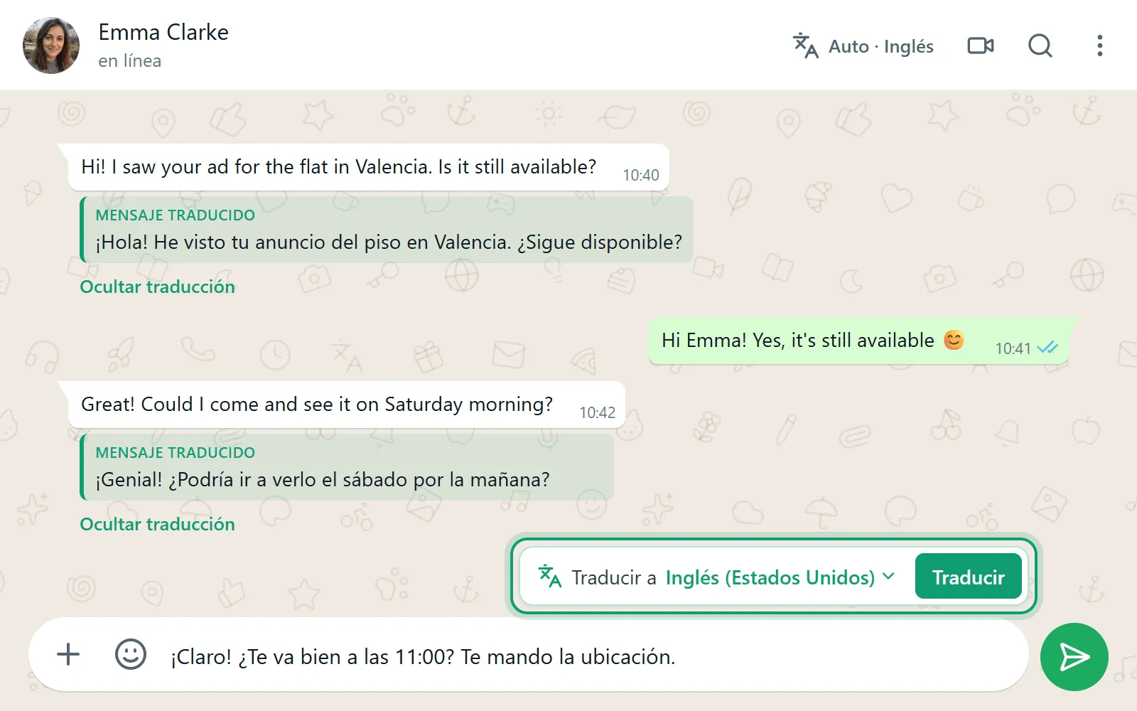 traductor para WhatsApp de español a inglés